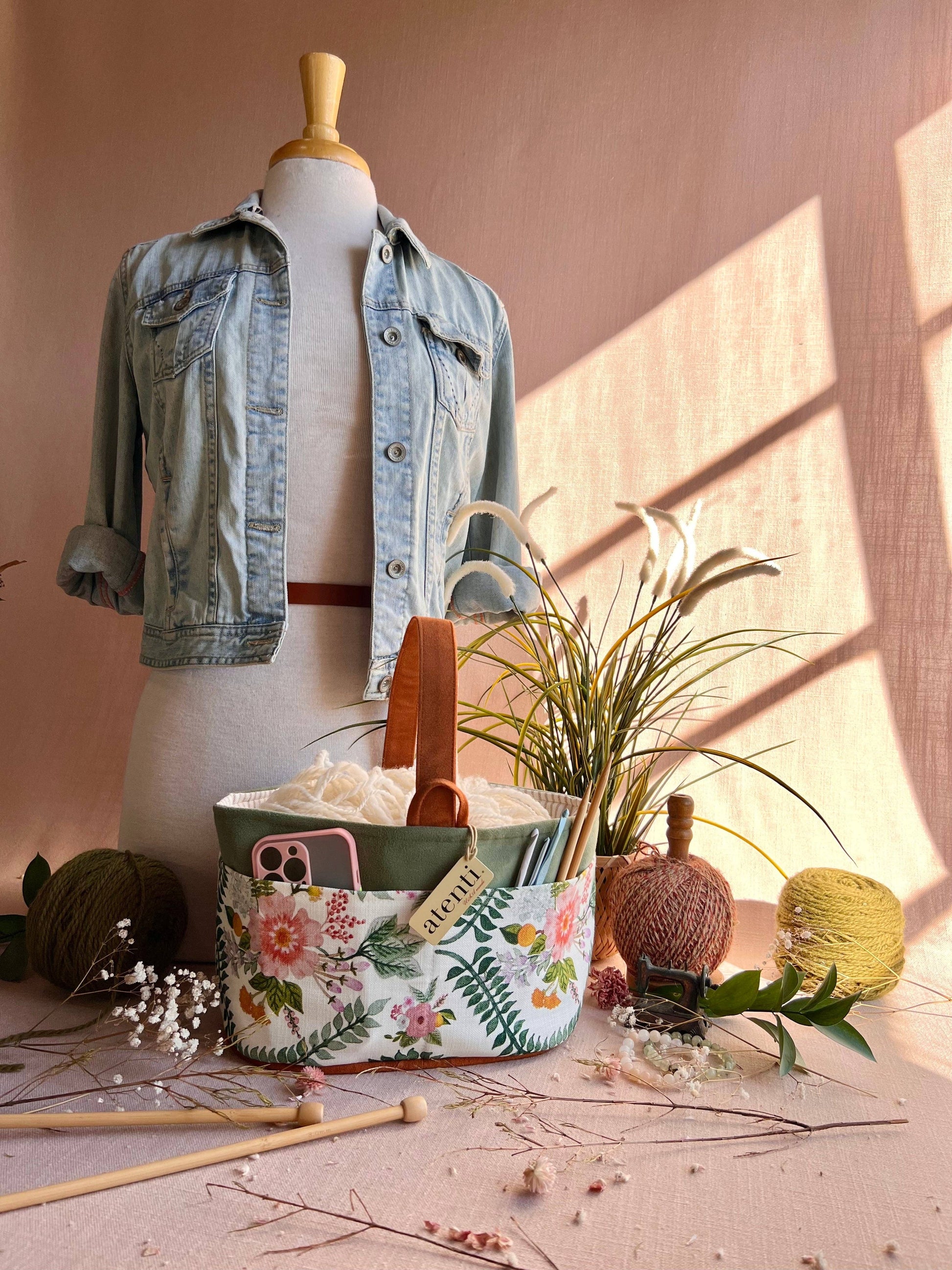 Atenti Florence Caddy– Handmade USA Yarn & Notions Organizer, Atenti Project Bag