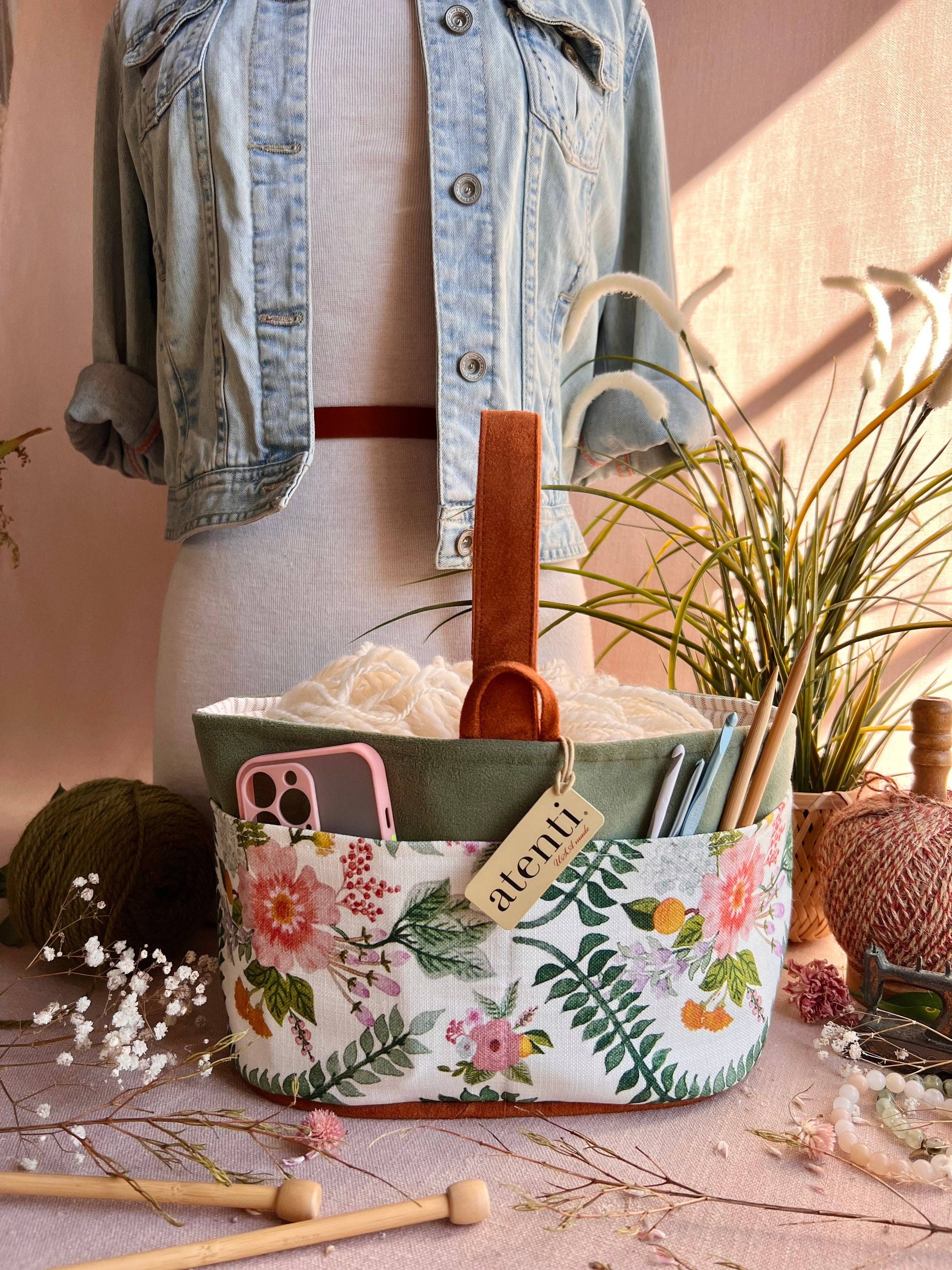 Atenti Florence Caddy– Handmade USA Yarn & Notions Organizer, Atenti Project Bag