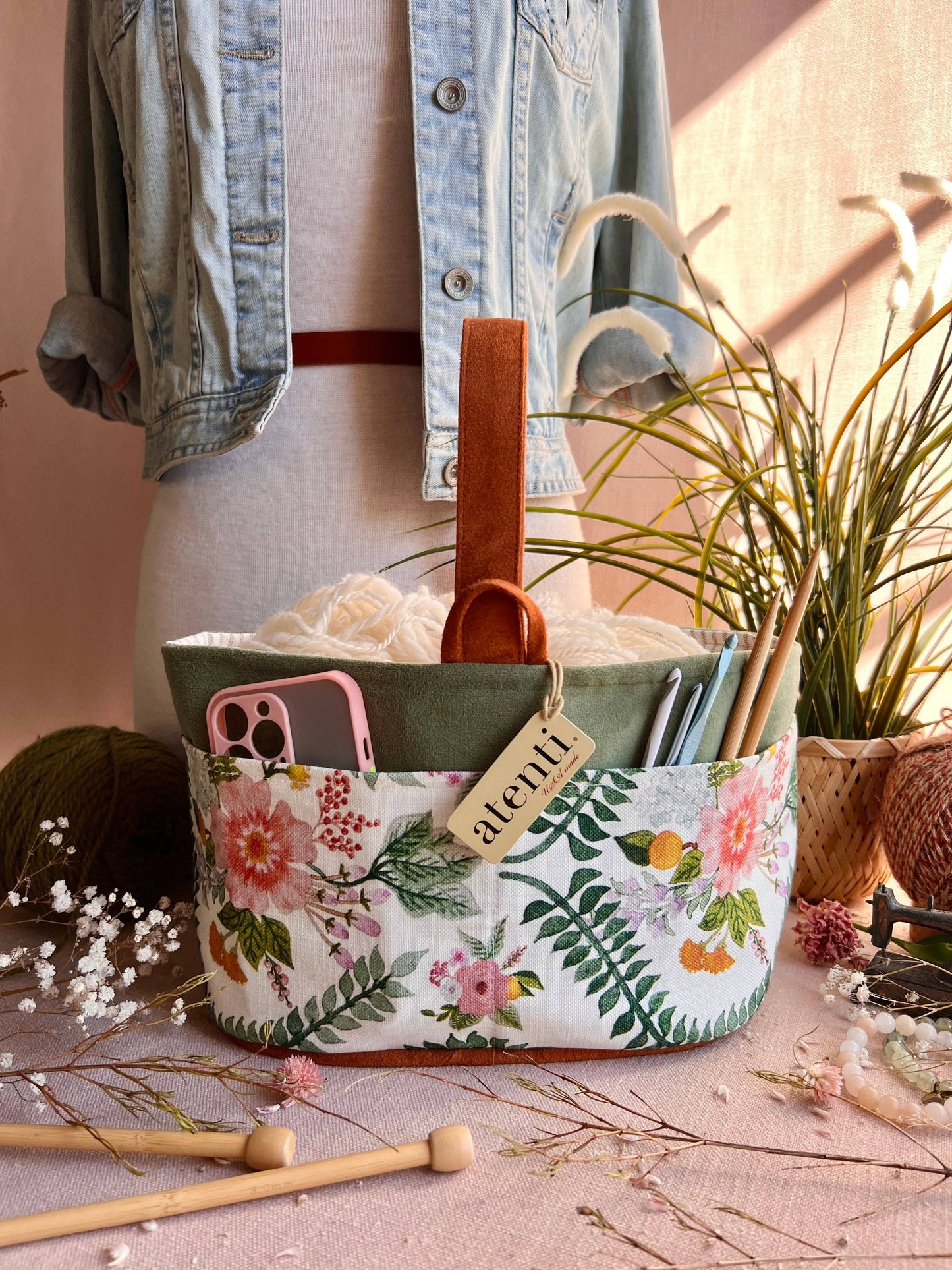 Atenti Florence Caddy– Handmade USA Yarn & Notions Organizer, Atenti Project Bag