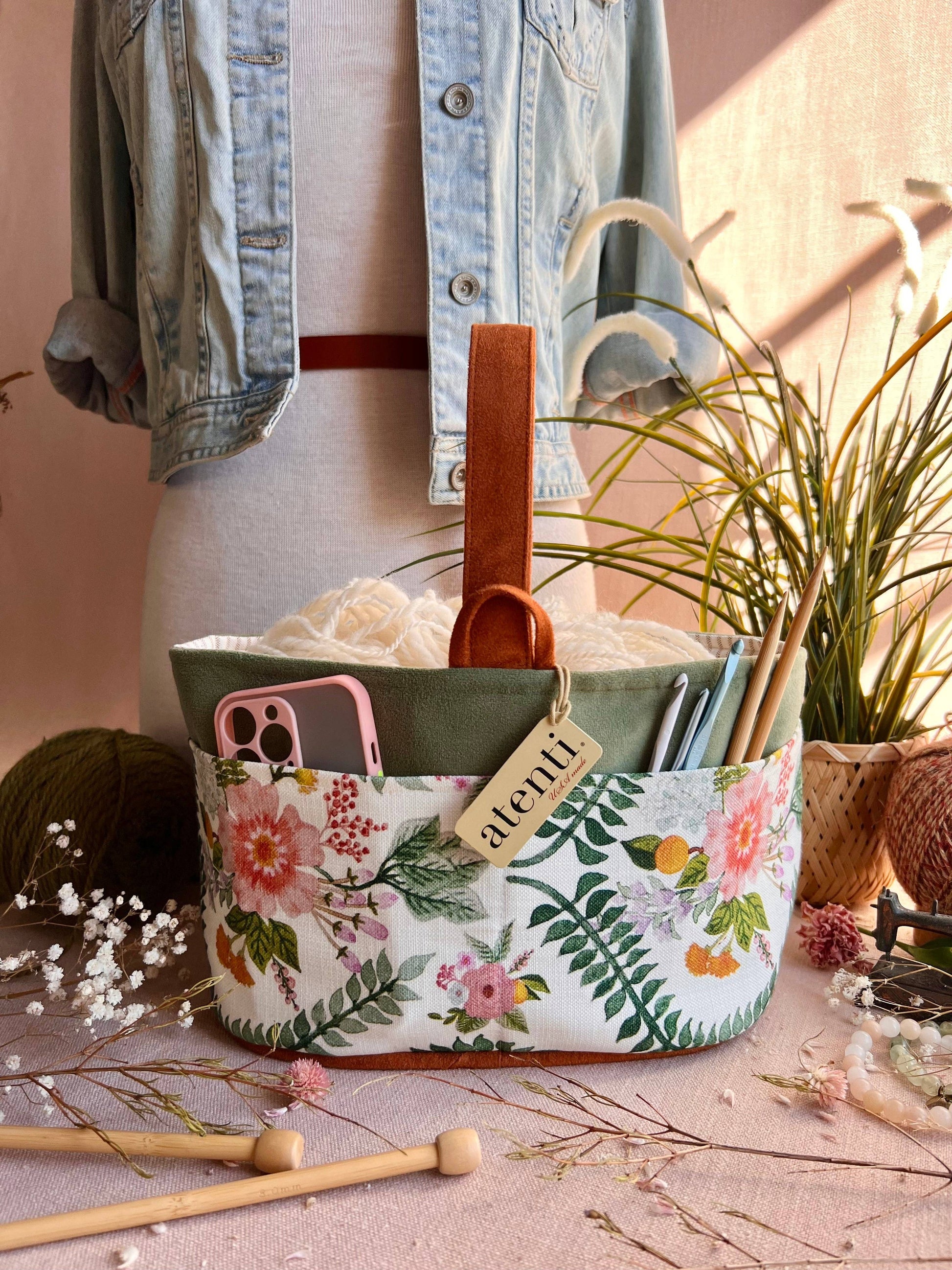 Atenti Florence Caddy– Handmade USA Yarn & Notions Organizer, Atenti Project Bag