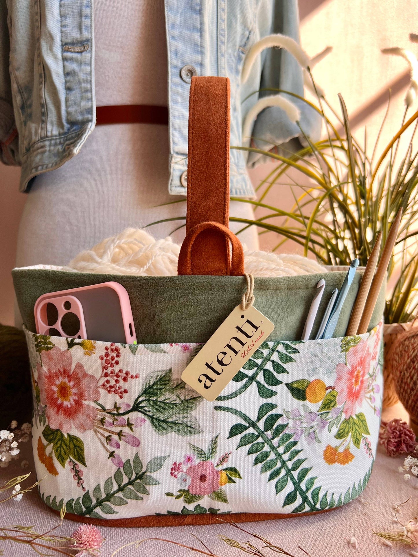 Atenti Florence Caddy– Handmade USA Yarn & Notions Organizer, Atenti Project Bag
