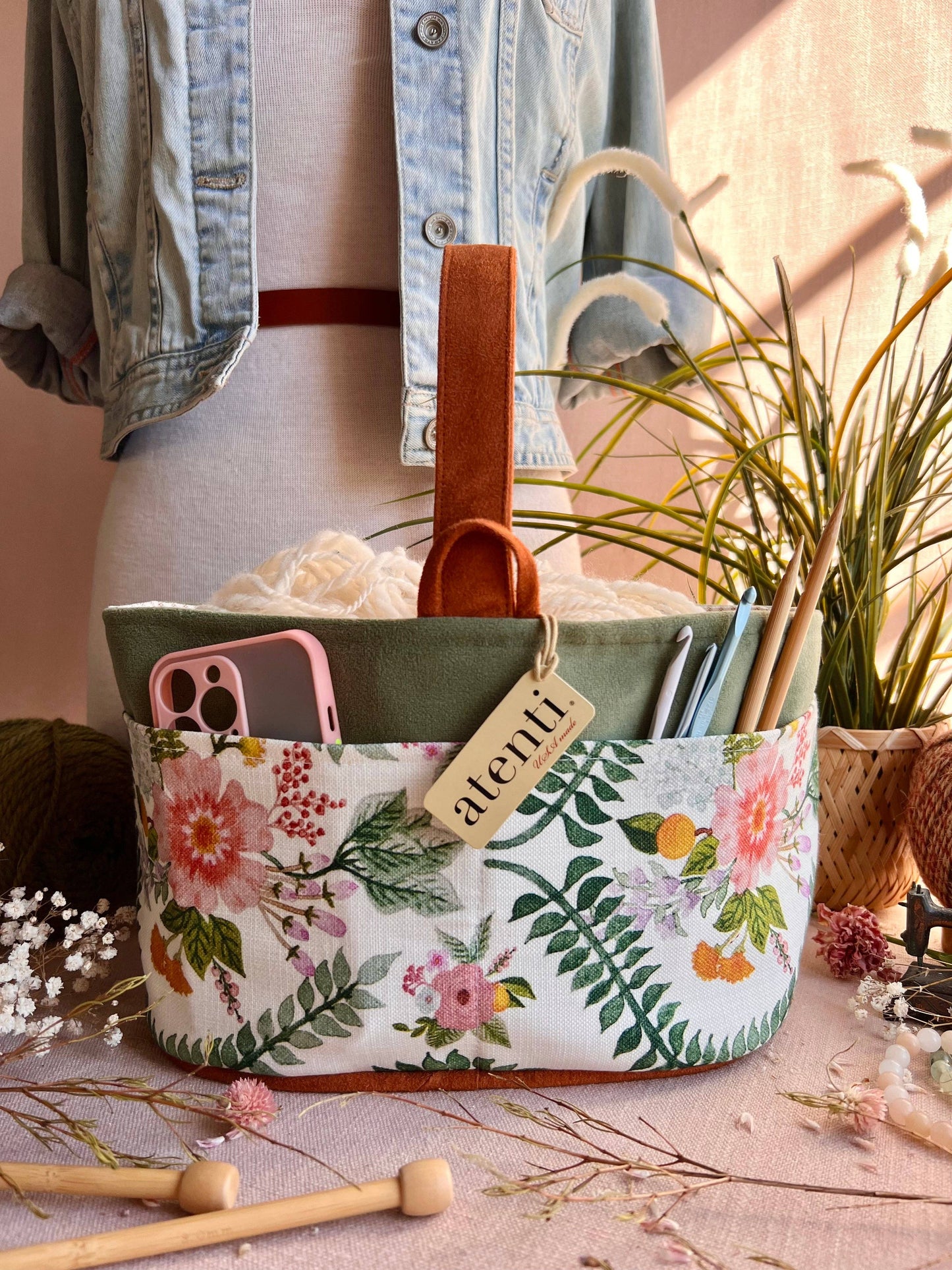 Atenti Florence Caddy– Handmade USA Yarn & Notions Organizer, Atenti Project Bag