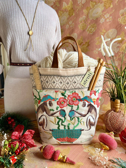 Atenti Knitting and Crochet Organizer Project Bag: Monkey Hope Basket Bags