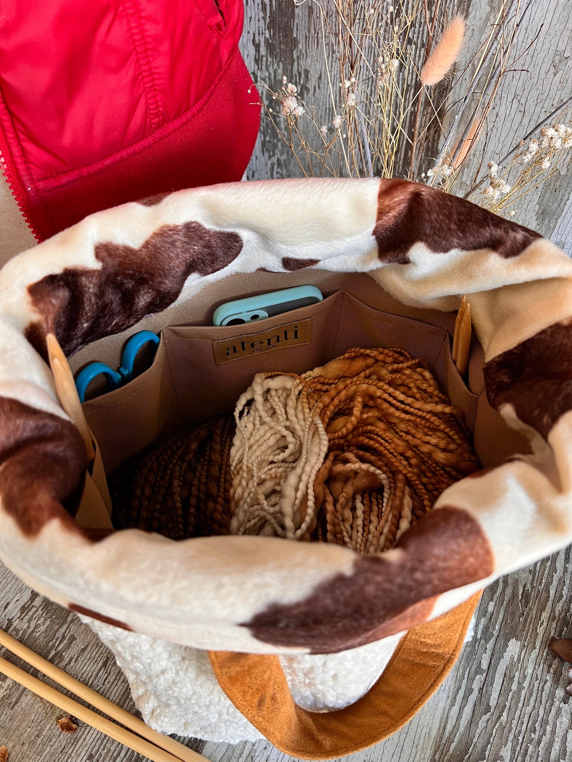 Atenti Knitting and Crochet Organizer Project Bag: Sherpa Hope Basket Bags