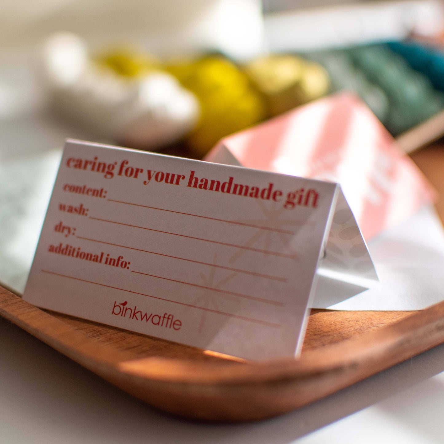 binkwaffle "Made with Love"  Care Instruction Cards Tags and Cards