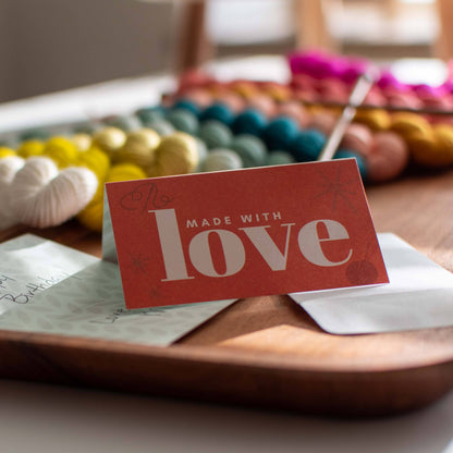 binkwaffle "Made with Love"  Care Instruction Cards Tags and Cards