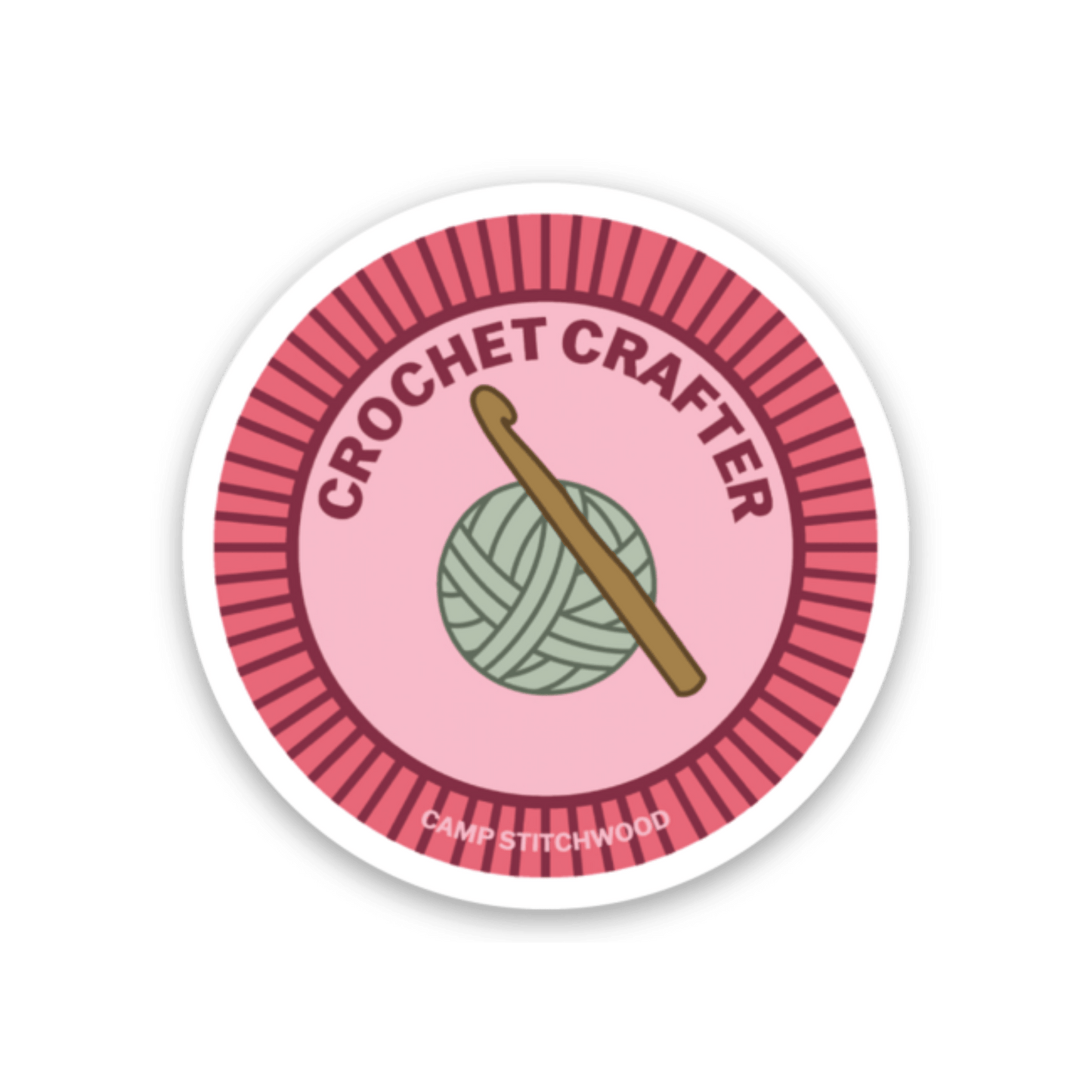 Camp Stitchwood Crochet Crafter Badge Sticker Sticker