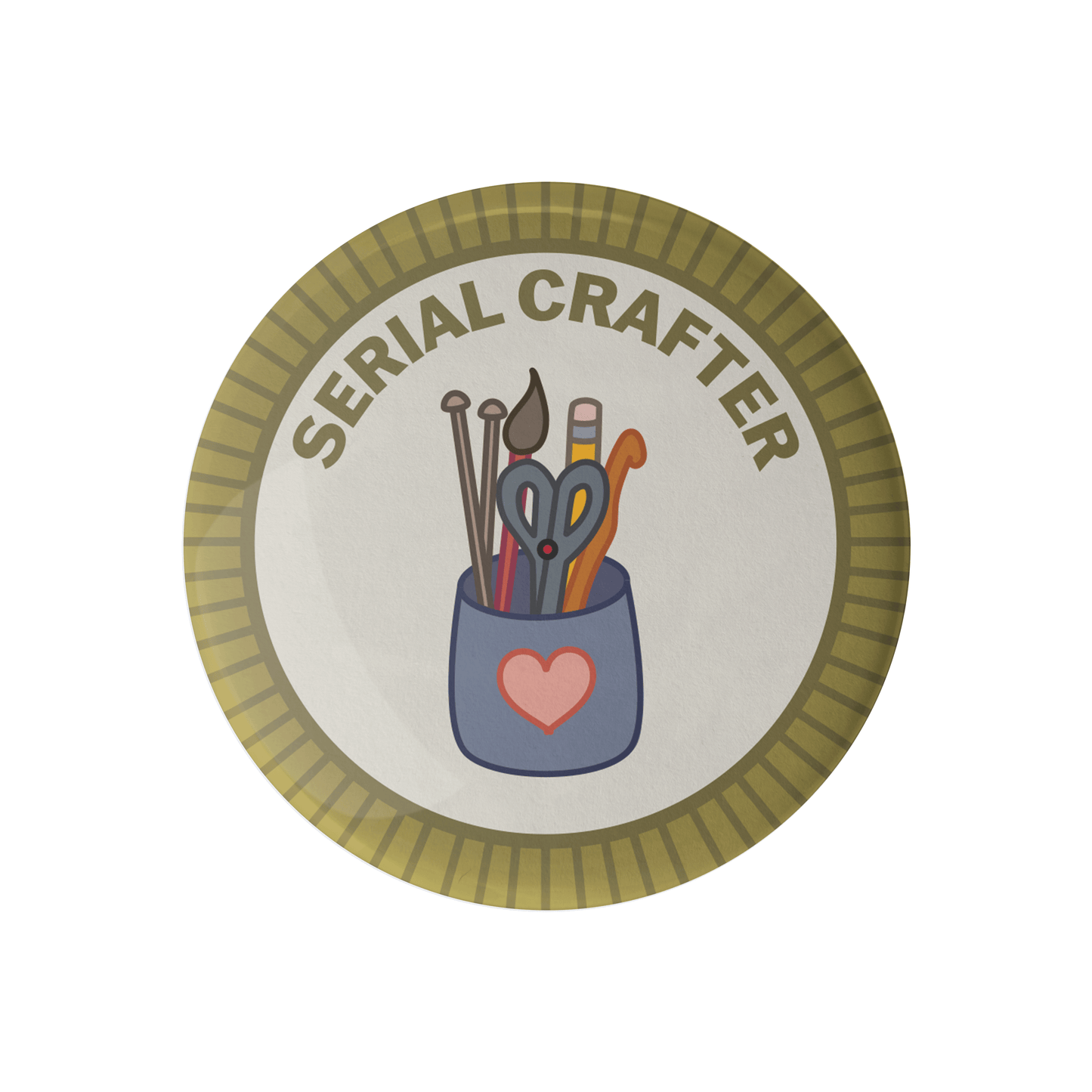 Camp Stitchwood Serial Crafter Knitting Merit Badge Pin