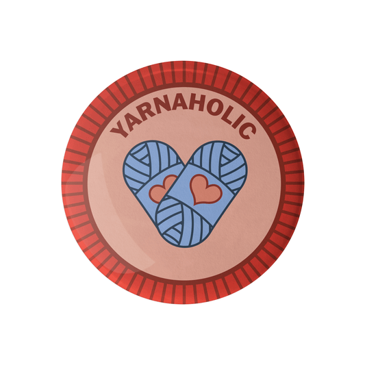 Camp Stitchwood Yarnaholic Knitting Merit Badge Pin