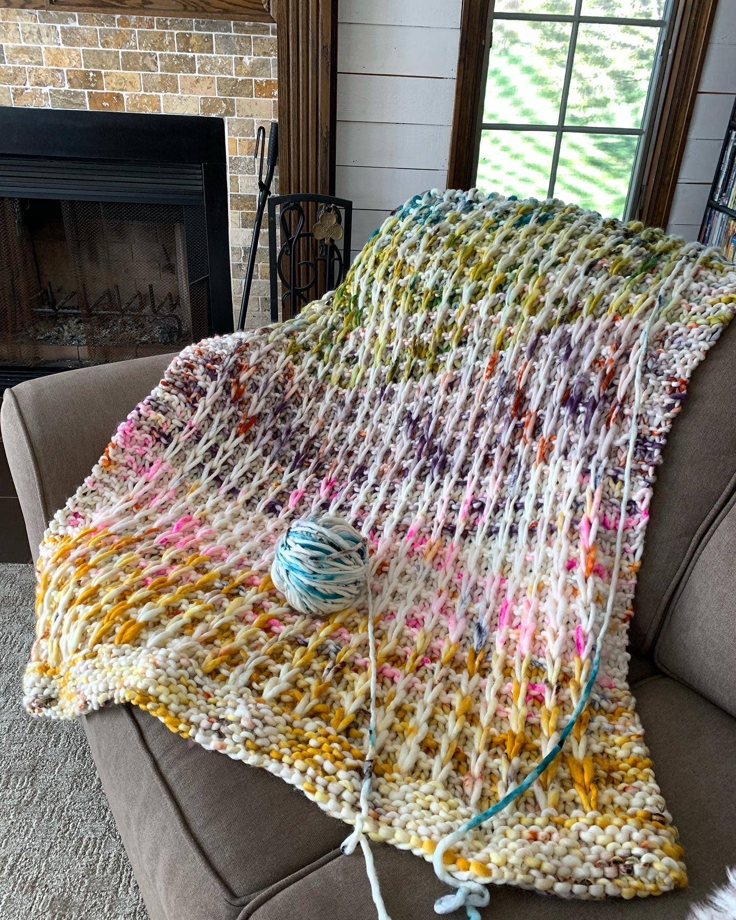 Cape May Fiber Waffle Stitch Faded Throw Kit Yarn