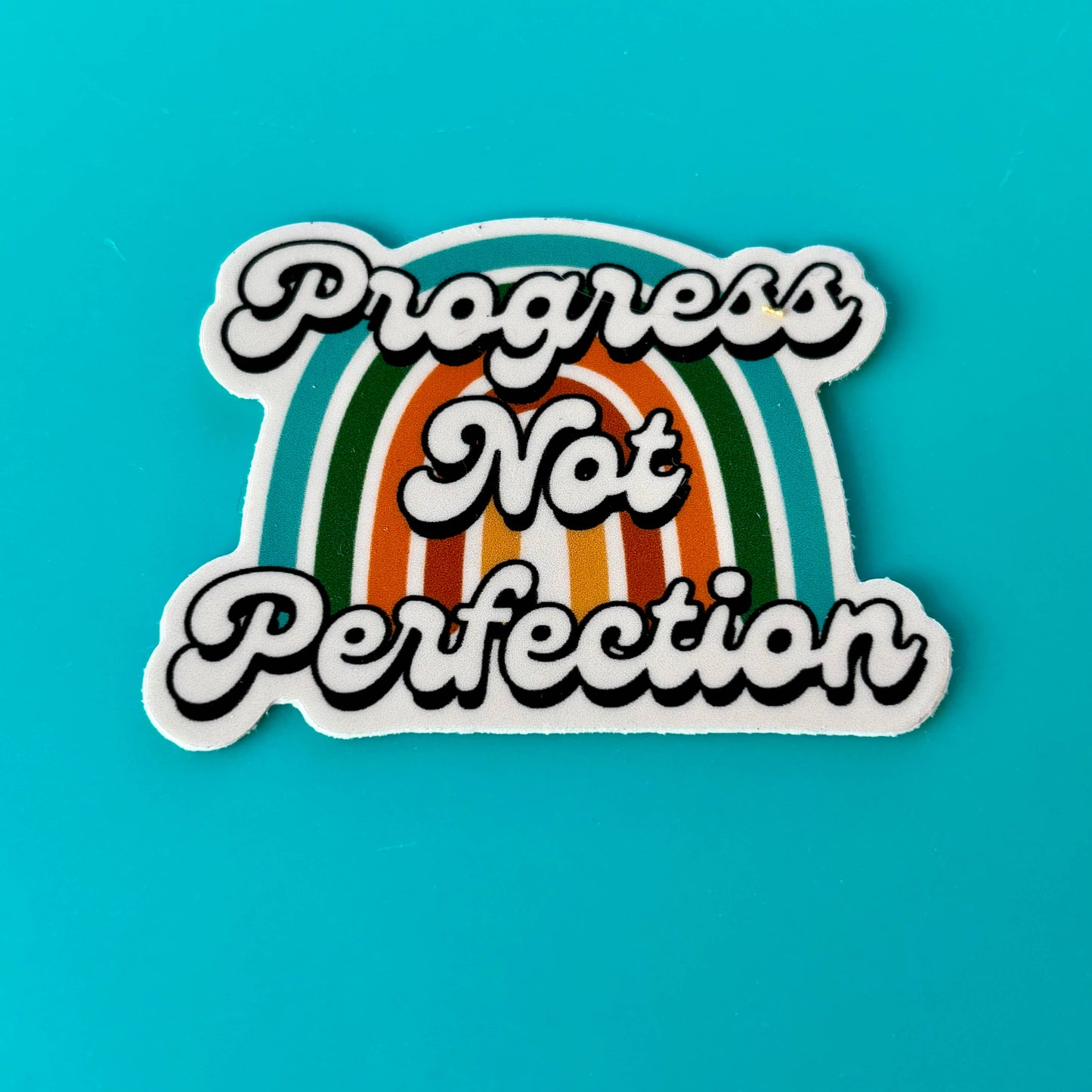 Comma Craft Co Progress Not Perfection Rainbow Vinyl Sticker Sticker