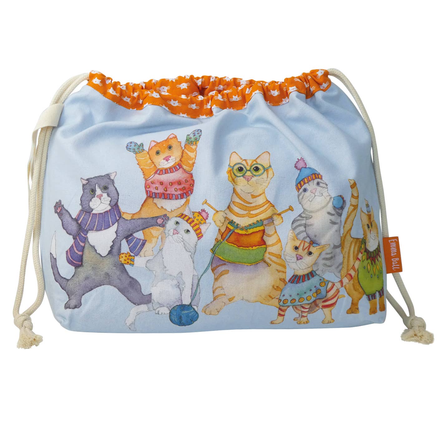 Emma Ball Ltd Kittens In Mittens Drawstring Bag