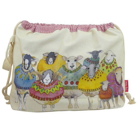 Emma Ball Ltd Sheep In Sweaters II Drawstring Bag