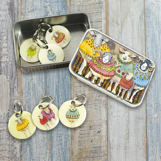 Emma Ball Ltd Sheep In Sweaters II Stitch Markers In A Pocket Tin