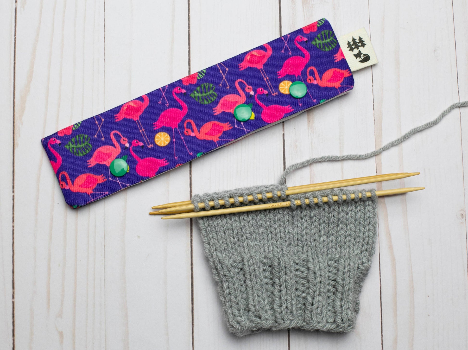 Fox & Pine Stitches Fancy Flamingo | DPN Holder Needle Holders