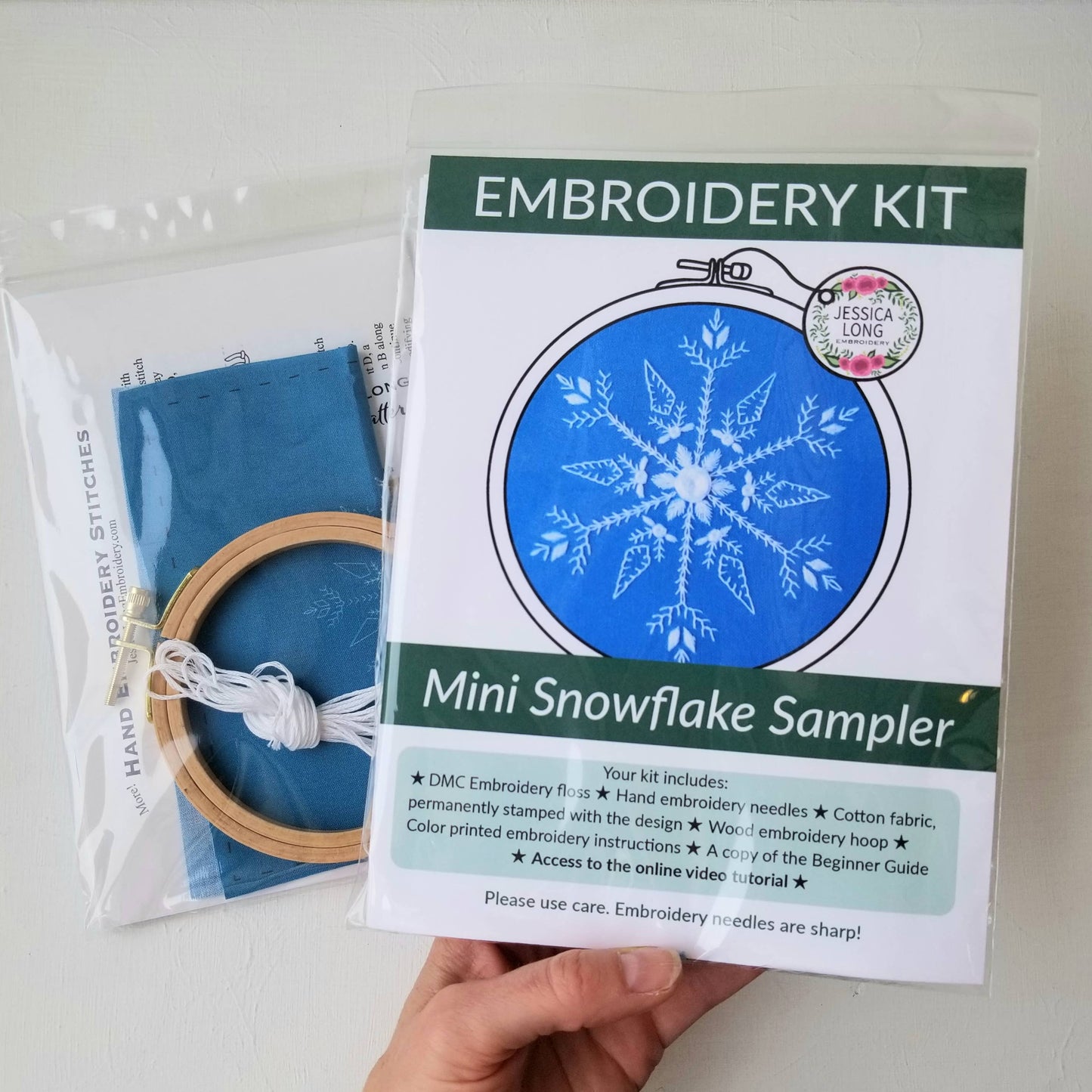 Jessica Long Embroidery Mini Snowflake Sampler Handmade Ornament Kit Embroidery Kit