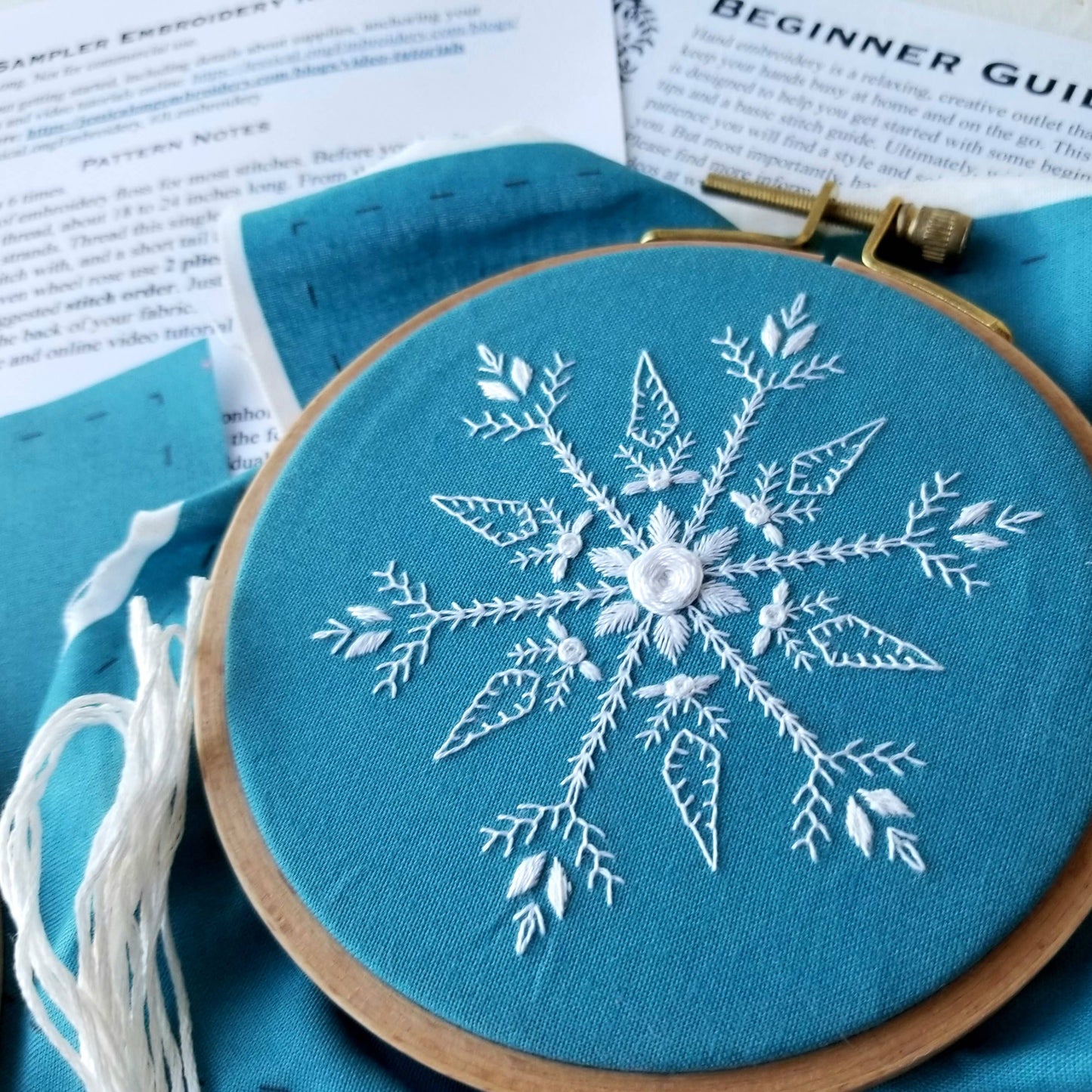 Jessica Long Embroidery Mini Snowflake Sampler Handmade Ornament Kit Embroidery Kit