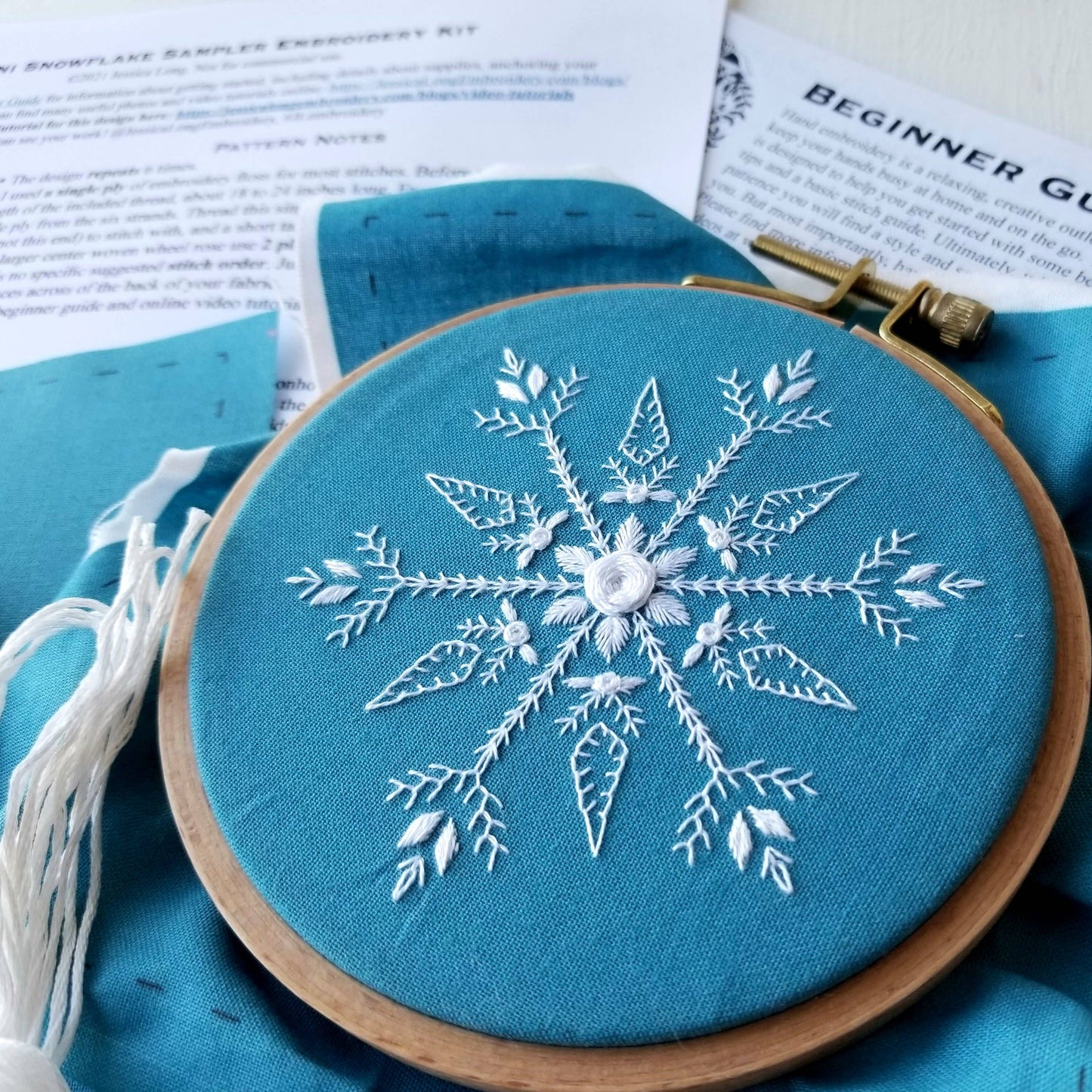 Jessica Long Embroidery Mini Snowflake Sampler Handmade Ornament Kit Embroidery Kit