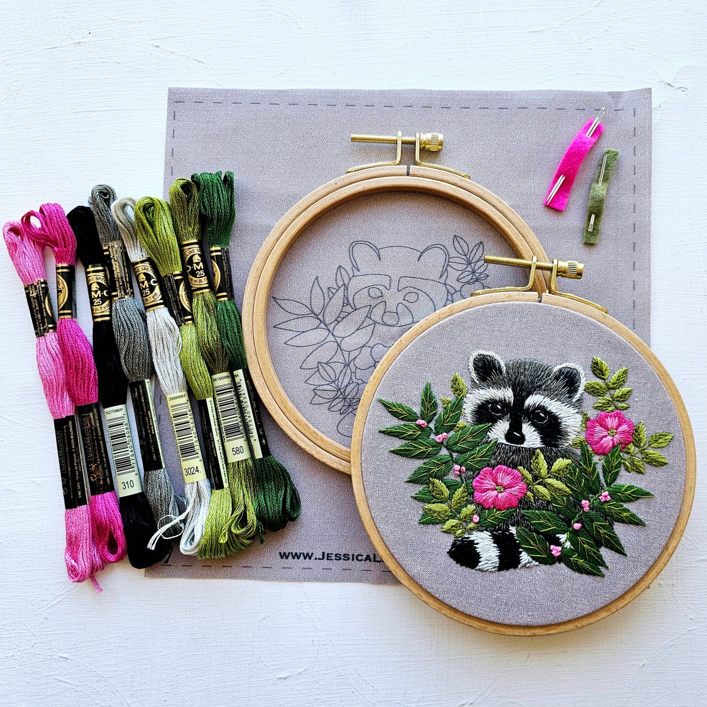 Jessica Long Embroidery Raccoon hand embroidery kit Embroidery Kit