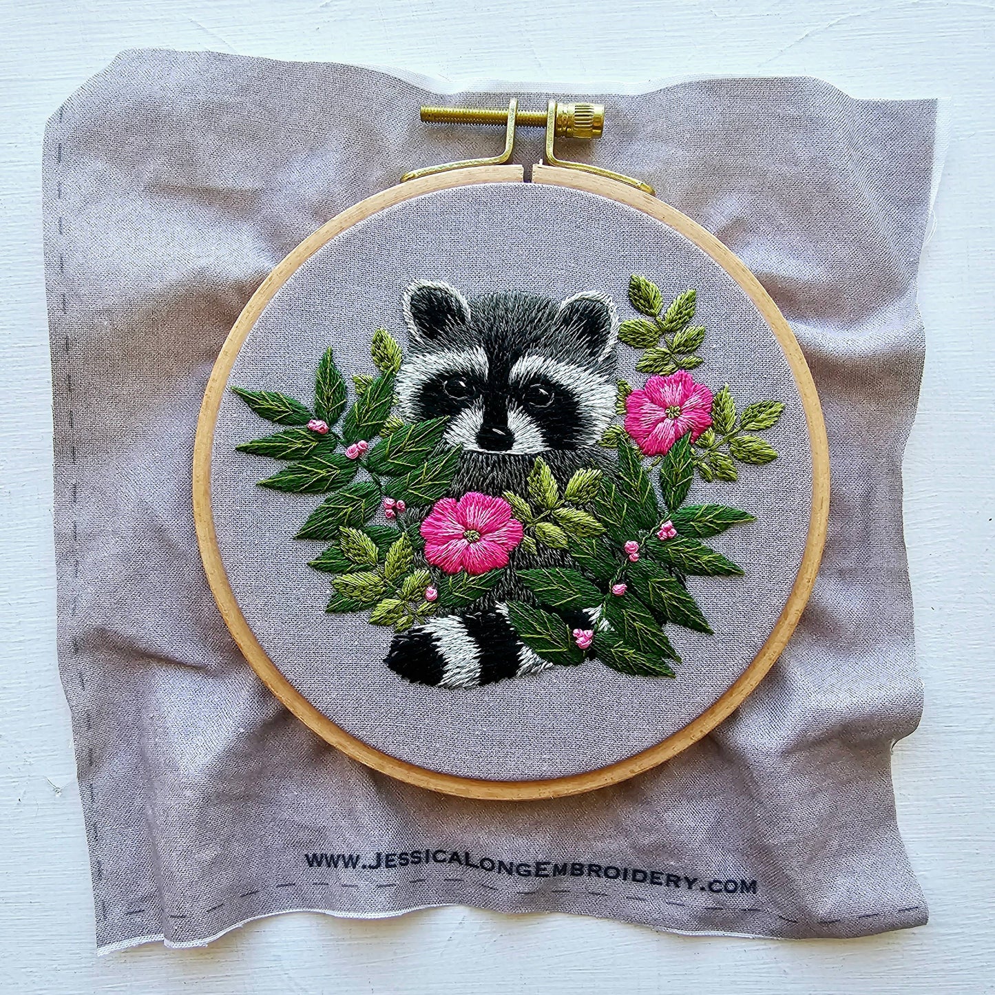 Jessica Long Embroidery Raccoon hand embroidery kit Embroidery Kit