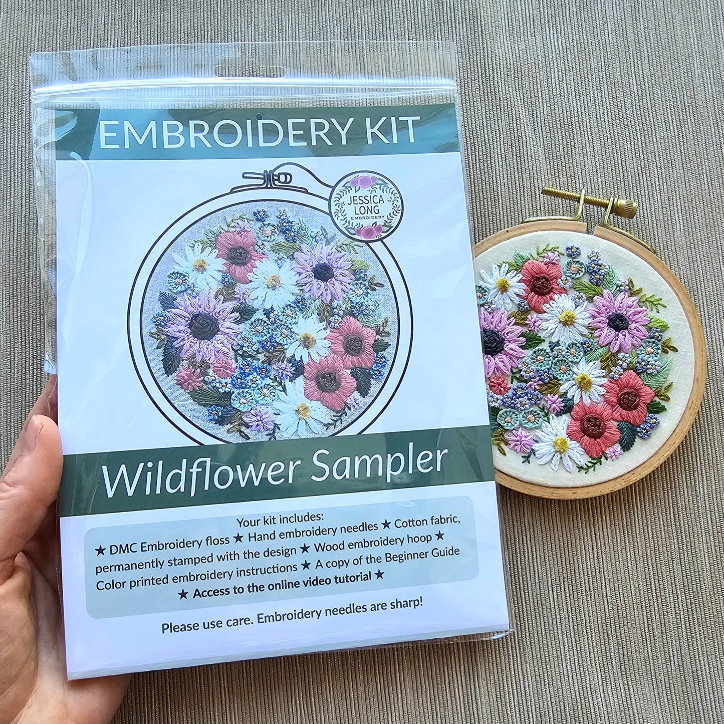 Jessica Long Embroidery Wildflower Sampler Embroidery Craft Kit Embroidery Kit