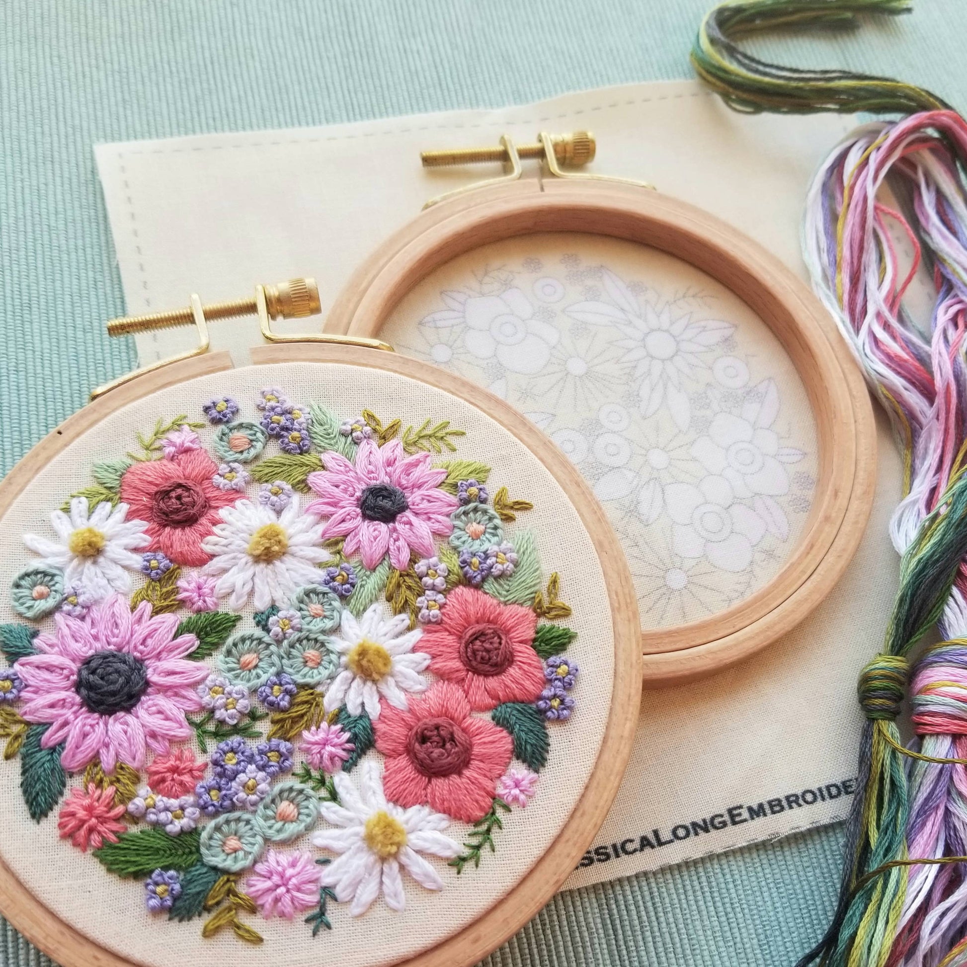 Jessica Long Embroidery Wildflower Sampler Embroidery Craft Kit Embroidery Kit