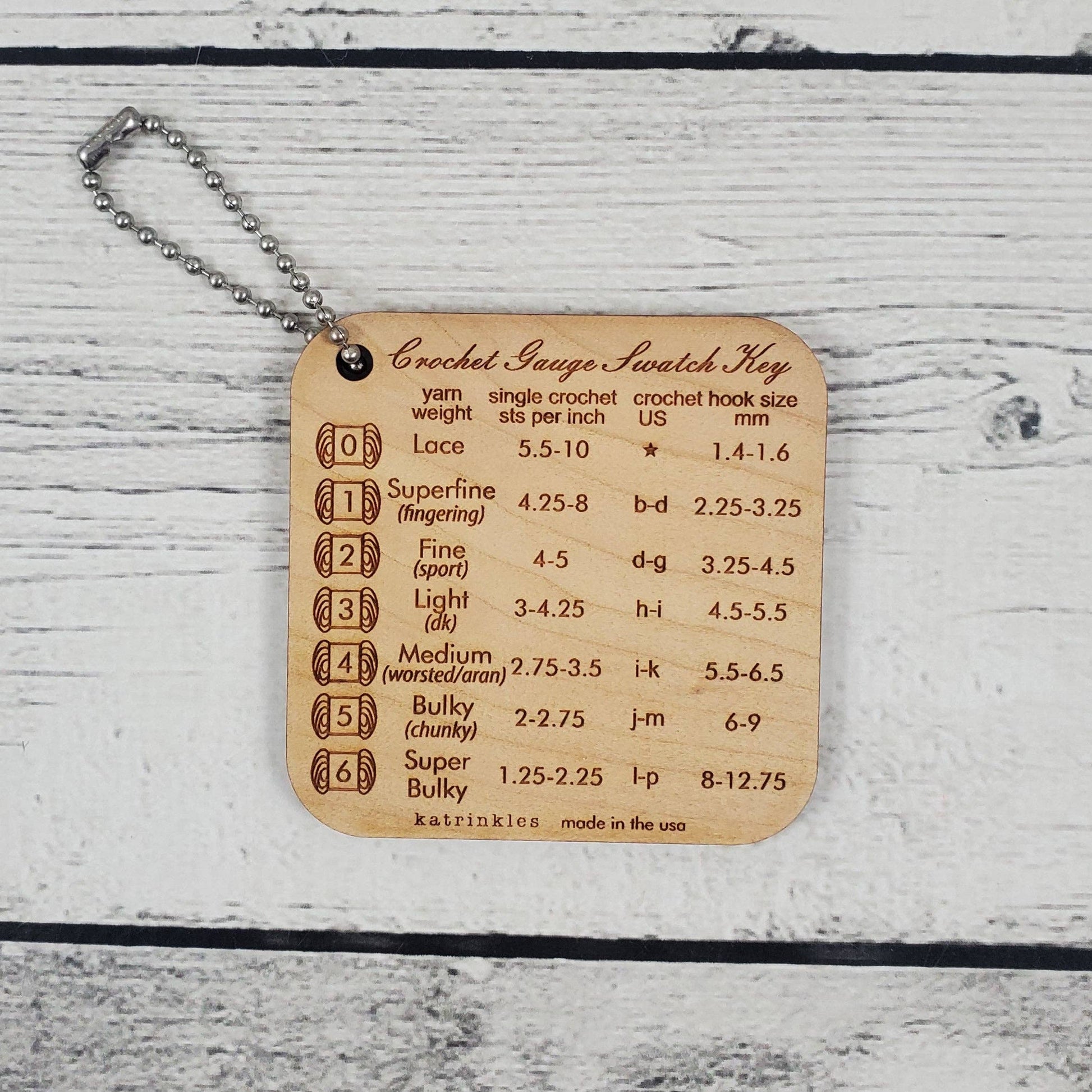 Katrinkles Crochet Gauge Swatch Key Mini Tool Mini Tool