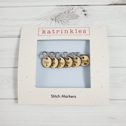 Katrinkles Ring Style - Card of 6 - $15 Sock Instruction Stitch Marker Set Stitch markers