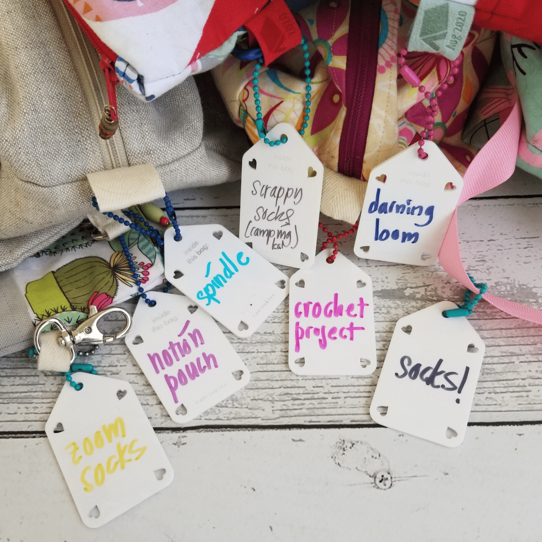 Katrinkles Write On / Wipe Off Acrylic White Project Bag Tags Notions and Tools