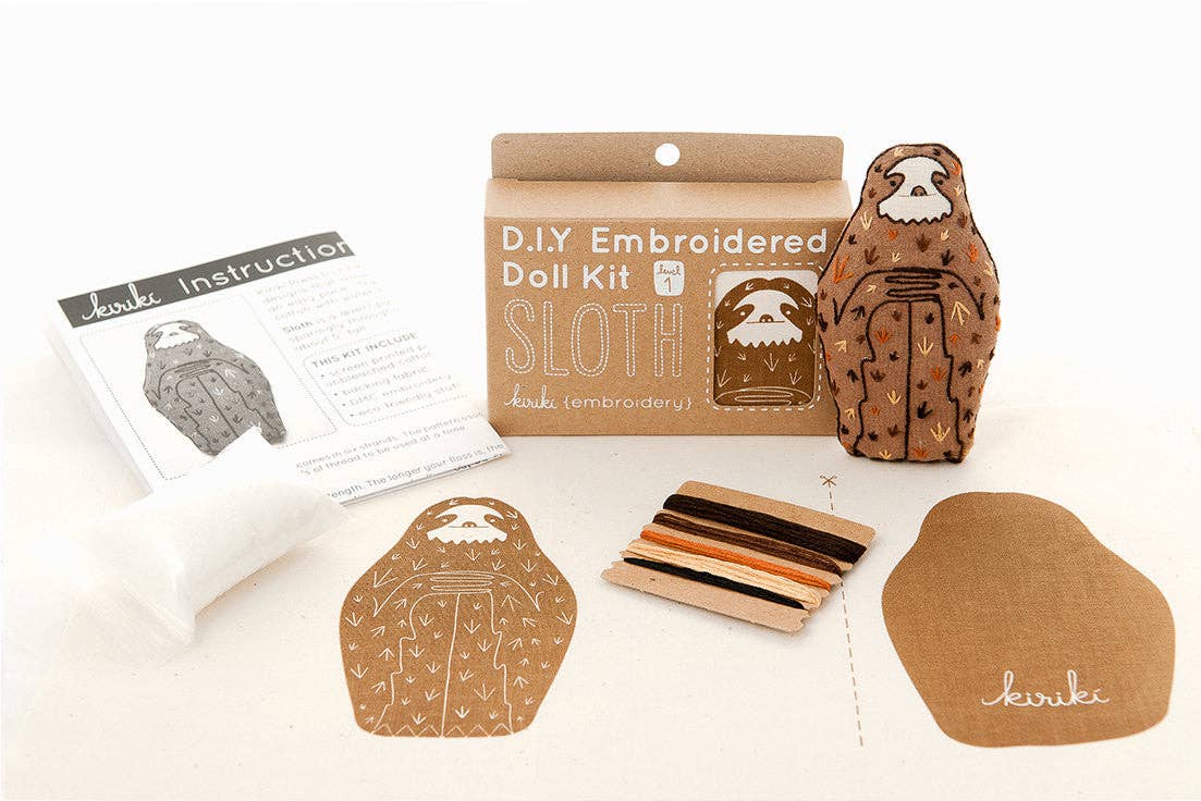 Sloth Drawing Kit Sloth - Embroidery Kit – Mountaintop Yarn