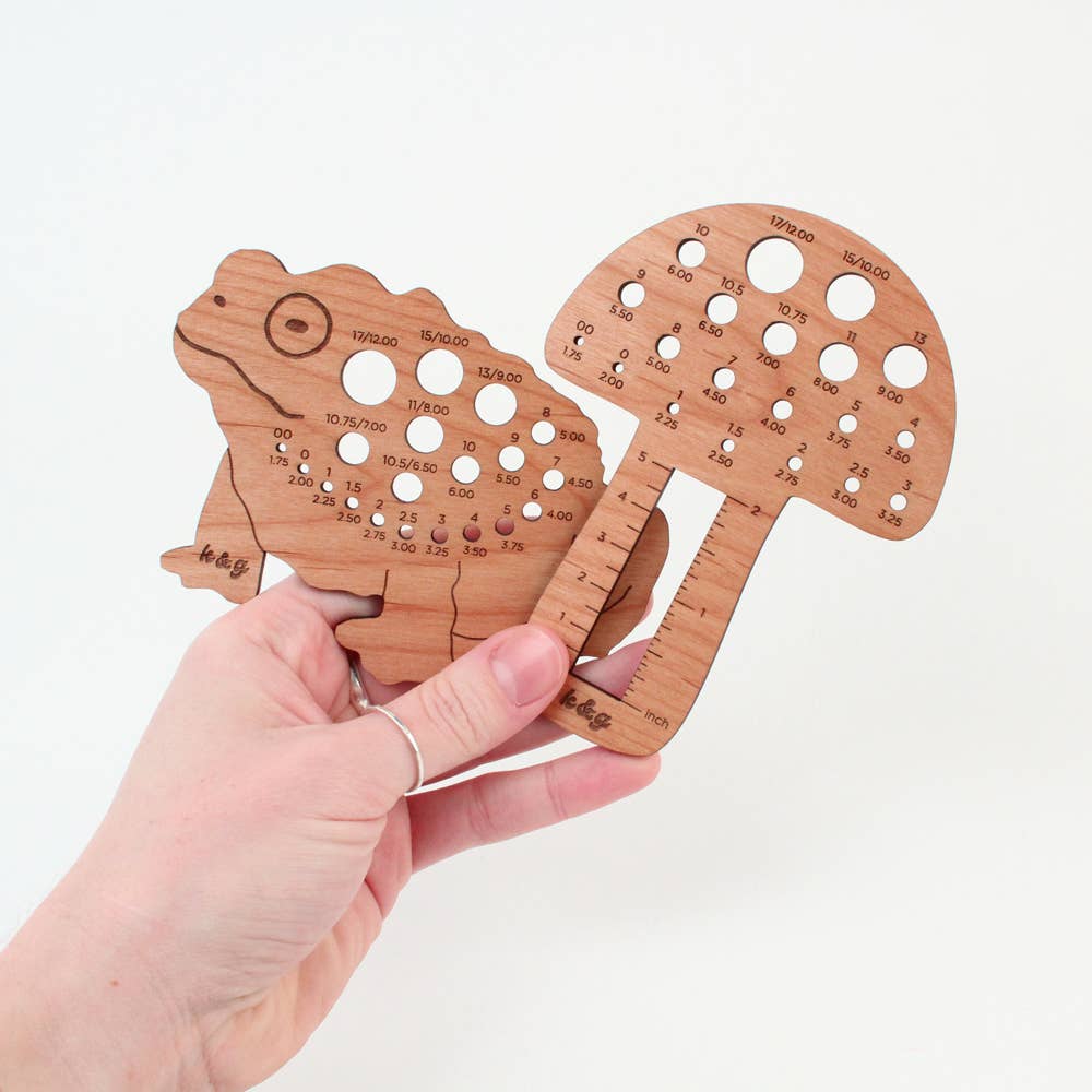 Knit & Gather Mushroom Knitting Needle Gauge Tool Gauge Rulers
