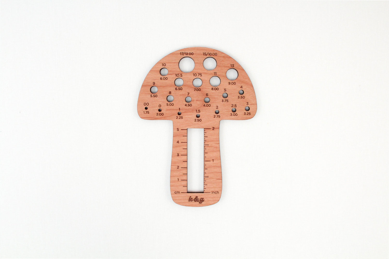 Knit & Gather Mushroom Knitting Needle Gauge Tool Gauge Rulers