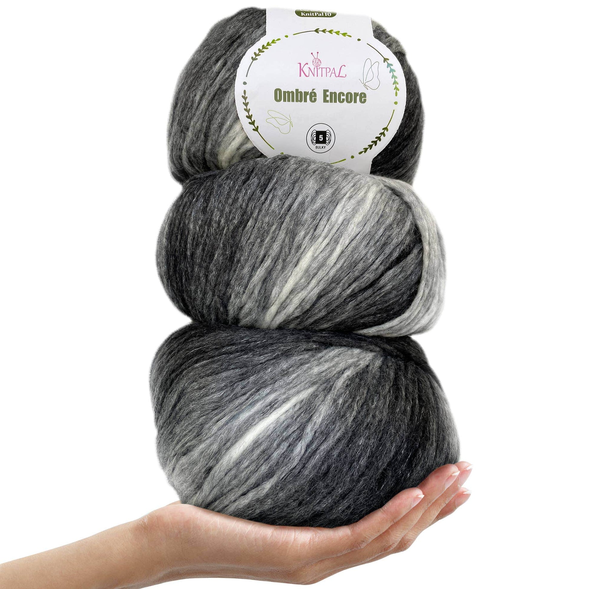 KnitPal Black Snowstorm Ombré Encore - #5 Bulky Variegated Yarn Yarn