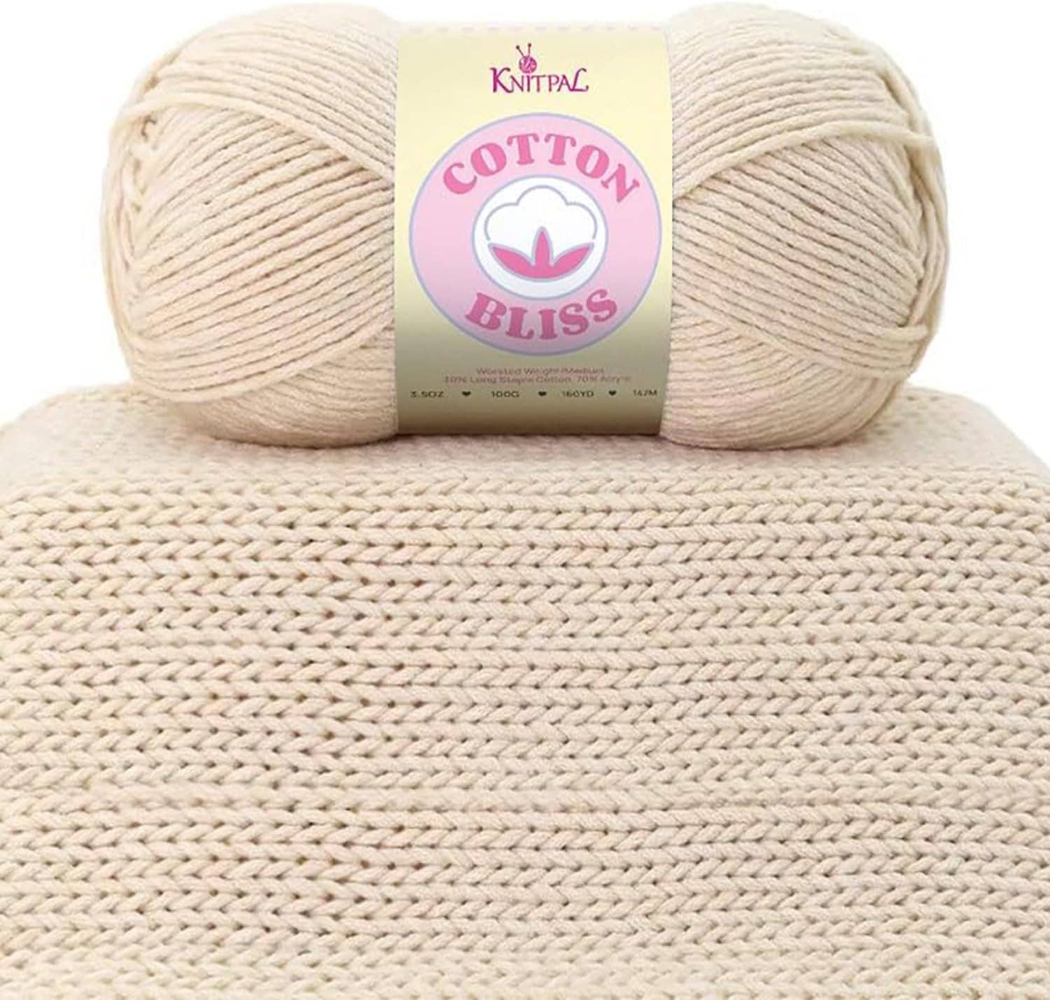 KnitPal Cotton Bliss Milky Soft Yarn - #4 Worsted Weight Yarn