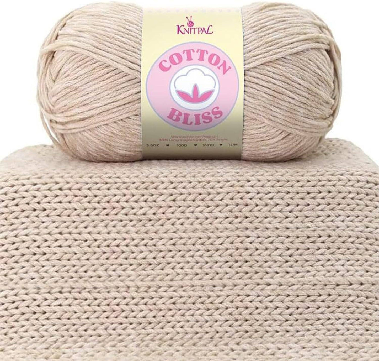 KnitPal Cotton Bliss Milky Soft Yarn - #4 Worsted Weight Yarn