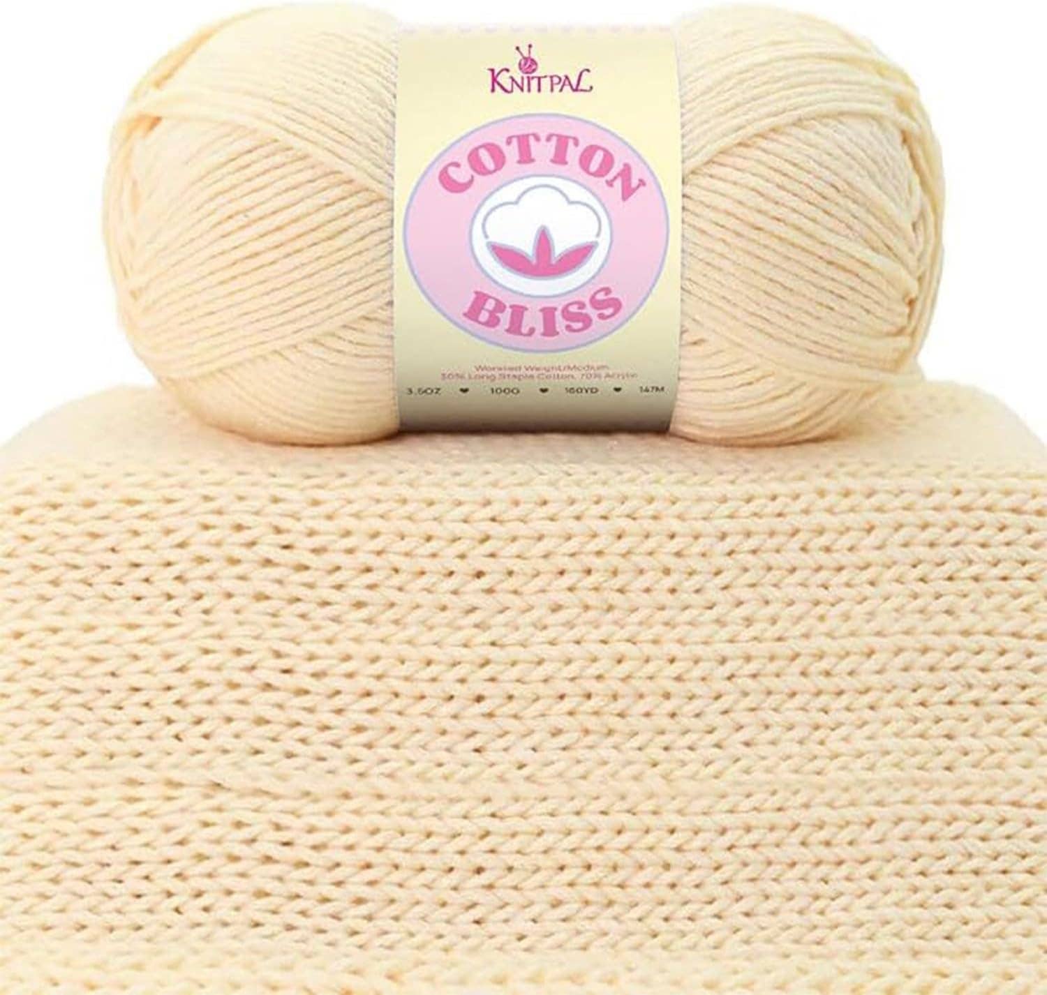 KnitPal Cotton Bliss Milky Soft Yarn - #4 Worsted Weight Yarn