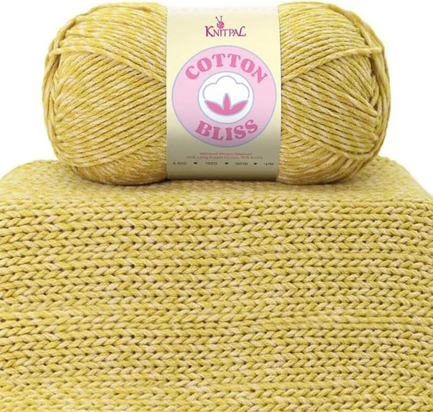 KnitPal Golden Wheat Cotton Bliss Milky Soft Yarn - #4 Worsted Weight Yarn