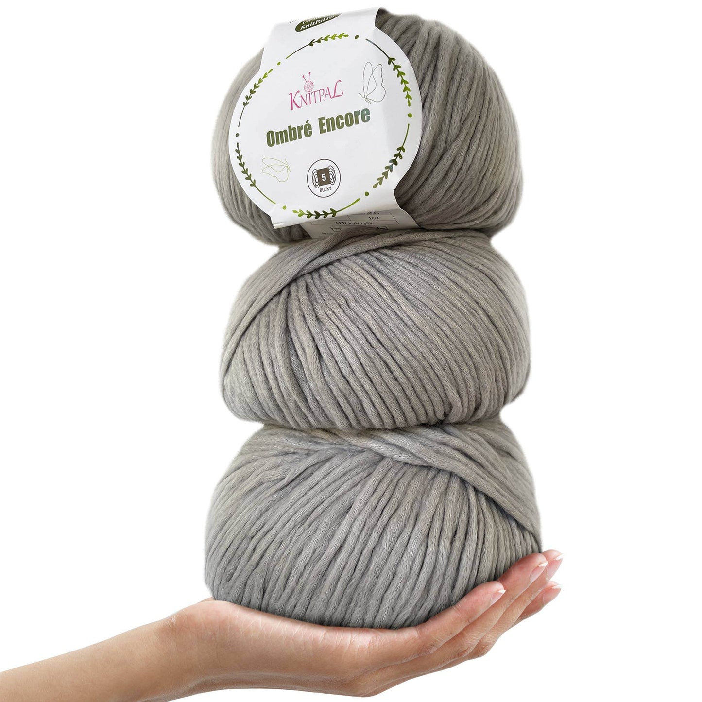 KnitPal Light Gray Ombré Encore - #5 Bulky Variegated Yarn Yarn