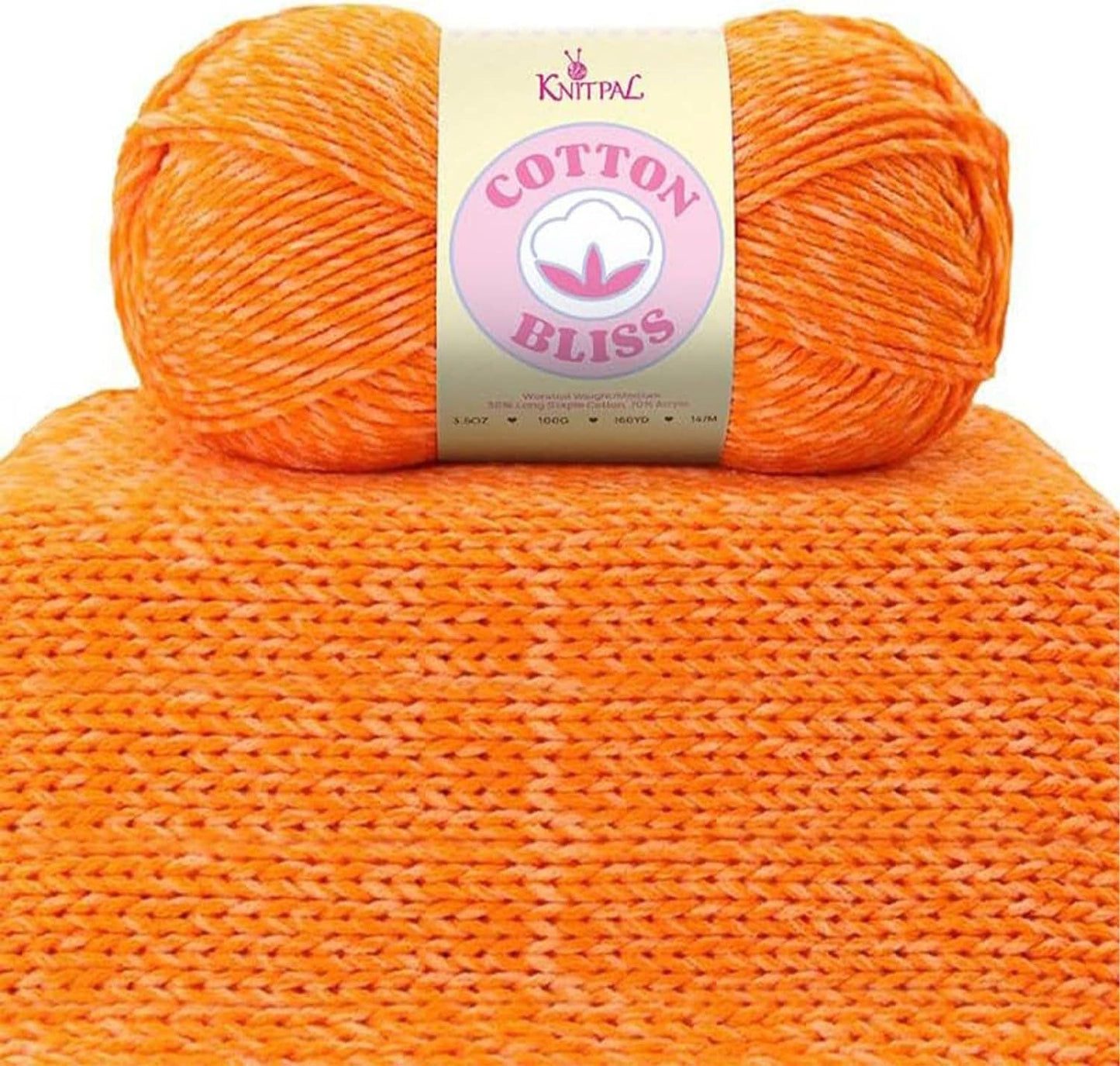 KnitPal Speckled Pumpkin Cotton Bliss Milky Soft Yarn - #4 Worsted Weight Yarn