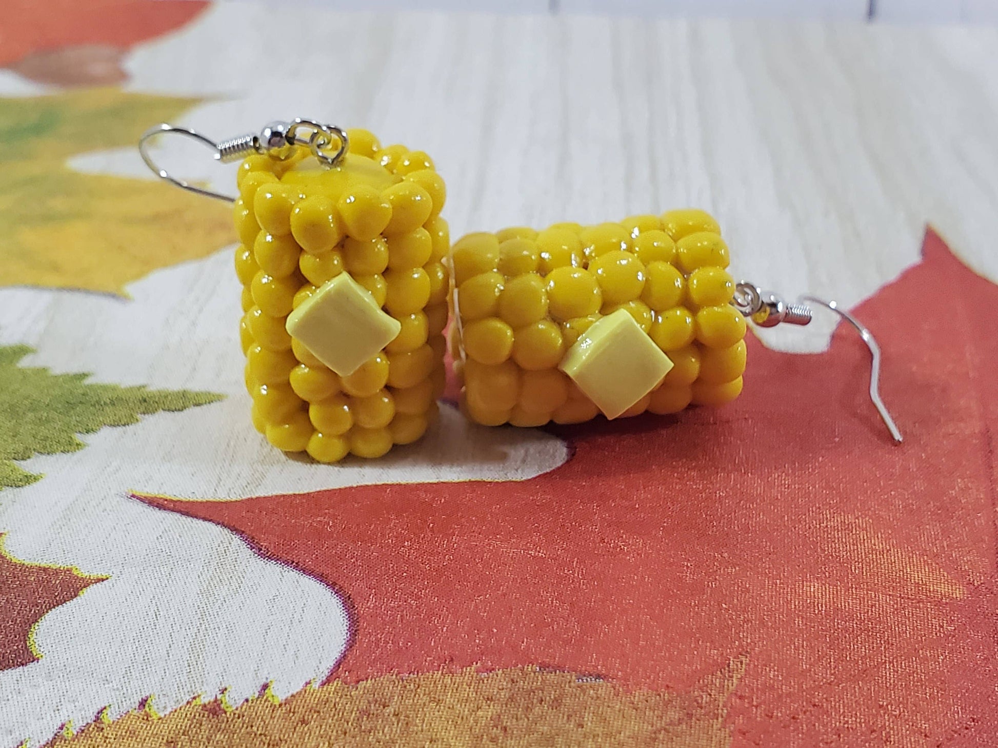 Kris's Kisses Kreations Corn On The Cob Earrings, Thanksgiving Earrings