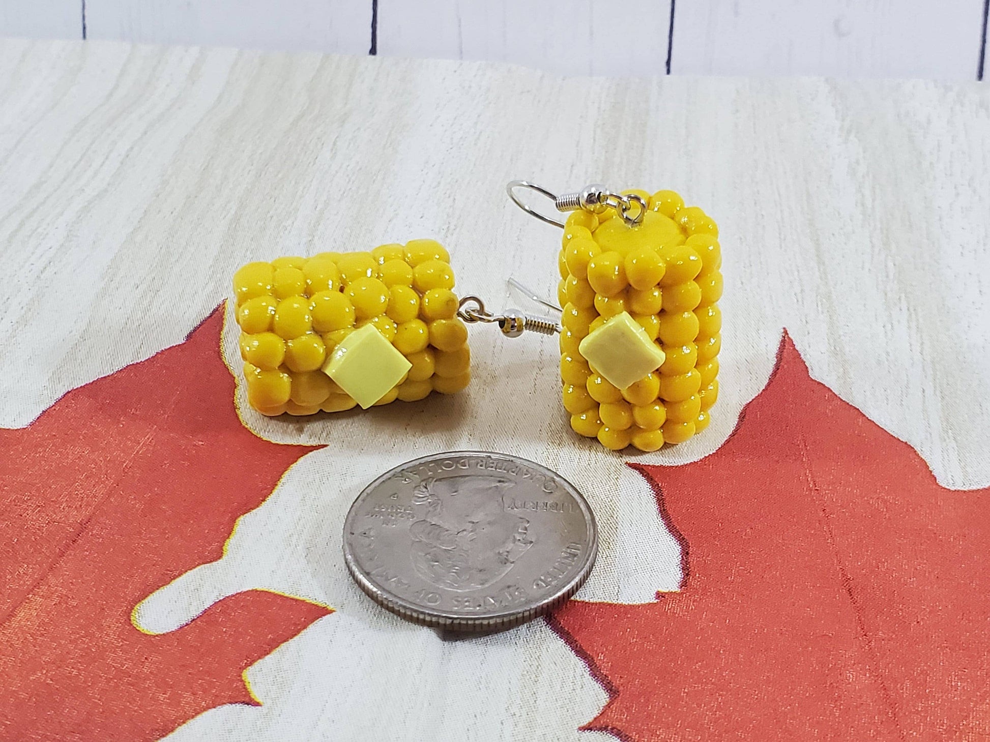 Kris's Kisses Kreations Corn On The Cob Earrings, Thanksgiving Earrings