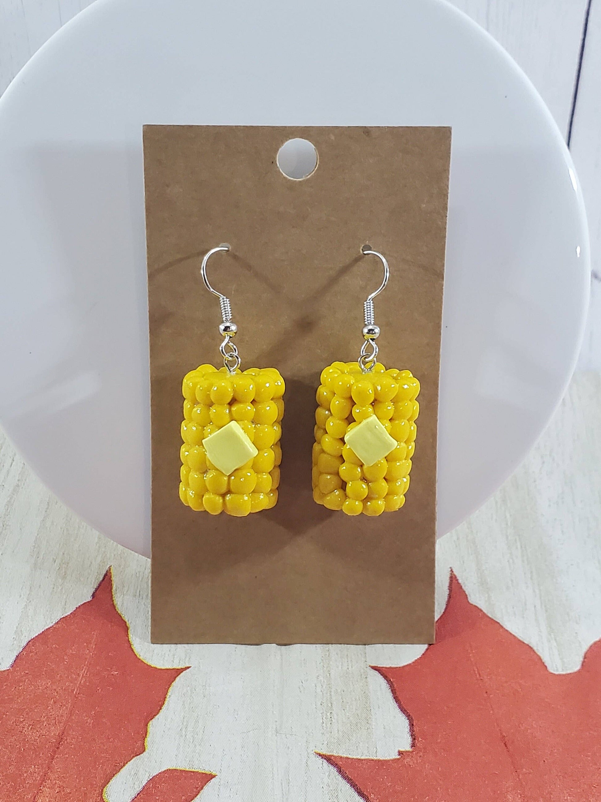 Kris's Kisses Kreations Corn On The Cob Earrings, Thanksgiving Earrings