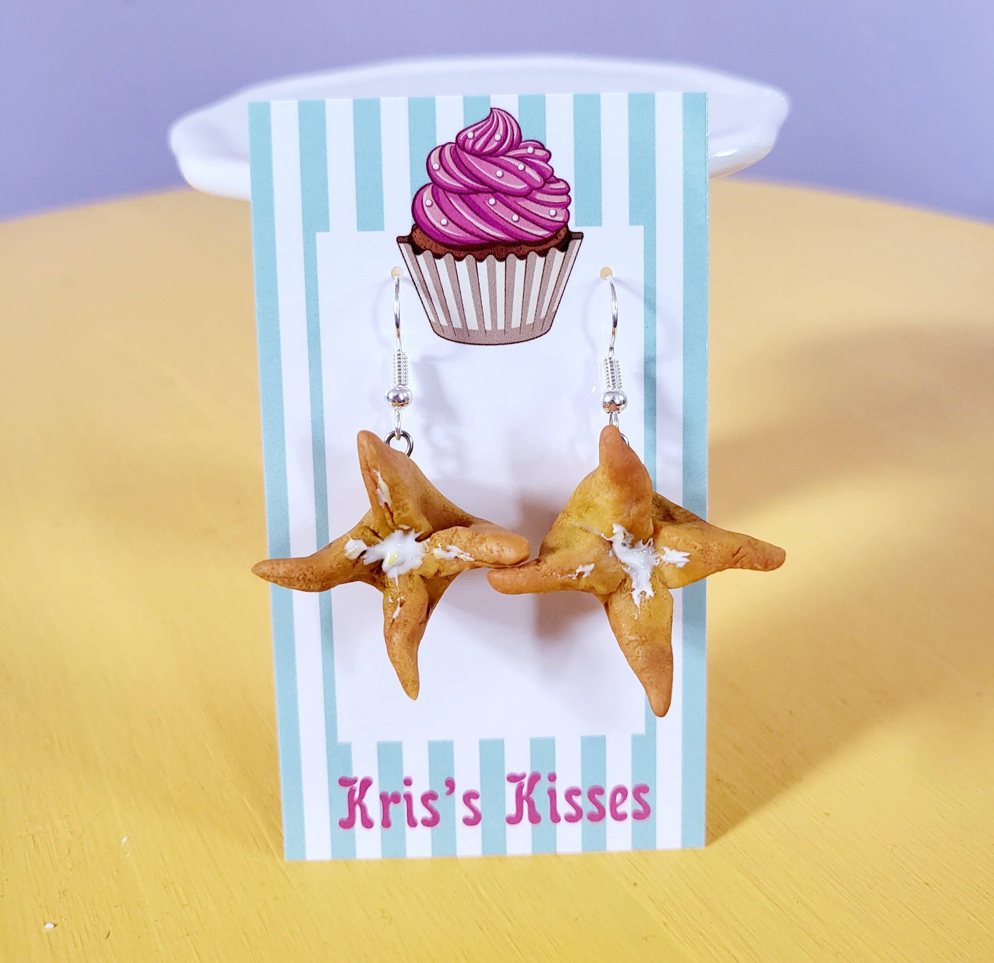 Kris's Kisses Kreations Crab Ragoon Earrings, Chinese Food Earrings
