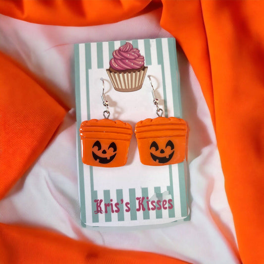 Kris's Kisses Kreations Halloween Pumpkin Pail Earrings