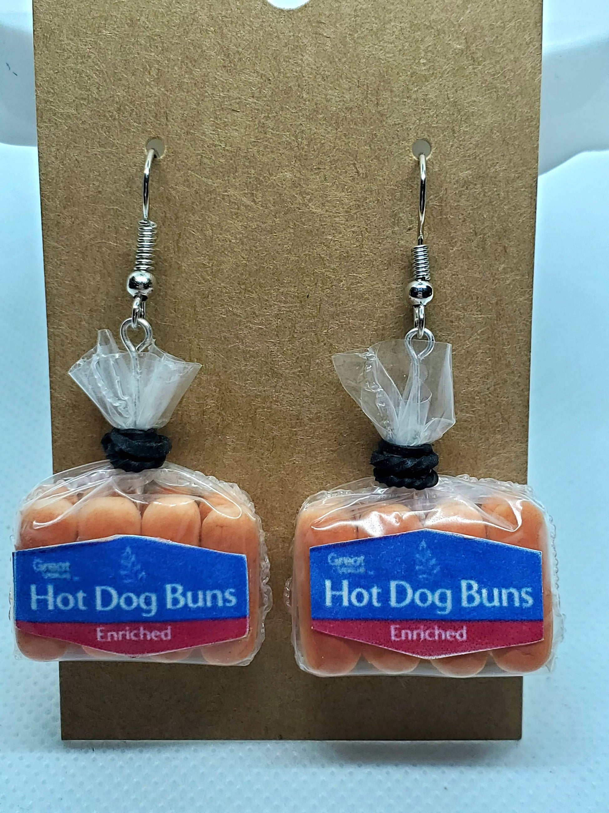Kris's Kisses Kreations Hot Dog Bun Earrings, Hot Dog Earrings, Bun Earrings