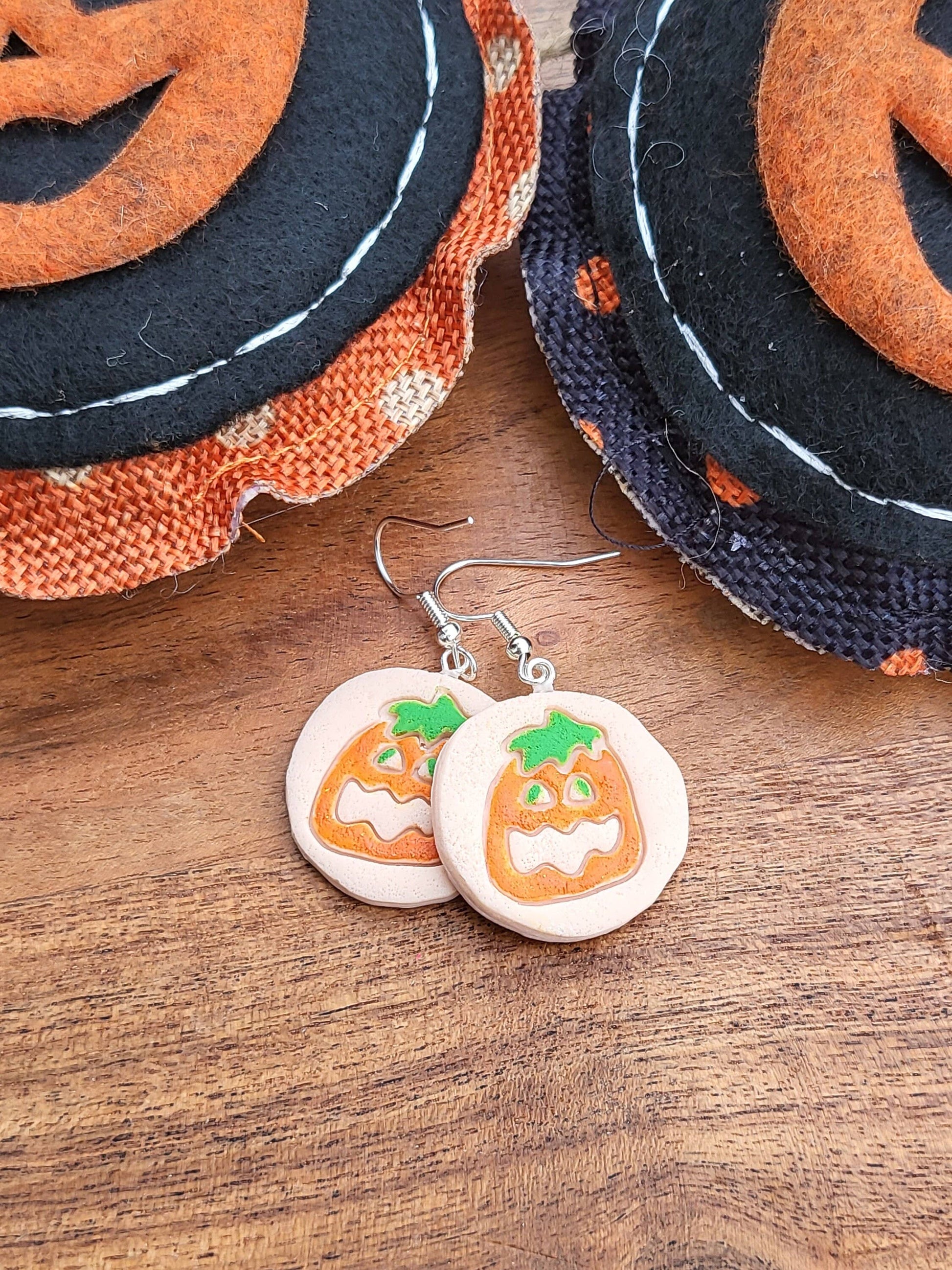 Kris's Kisses Kreations Pumpkin Cookie Earrings, Cookie Earrings