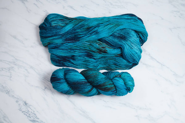 Lauritzen Dyed Fibers Hand Dyed Yarn in Colorway: Into the Deep Yarn