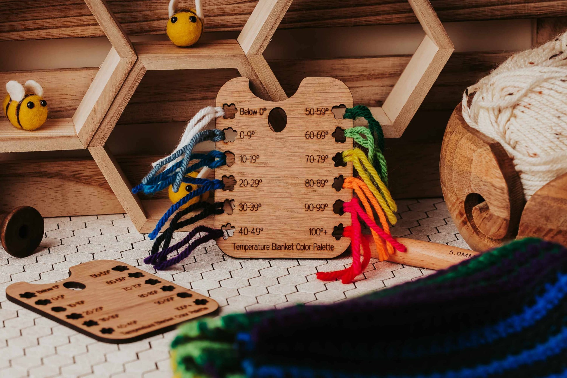 Loops & Bee Temperature Blanket Color 'Palette'