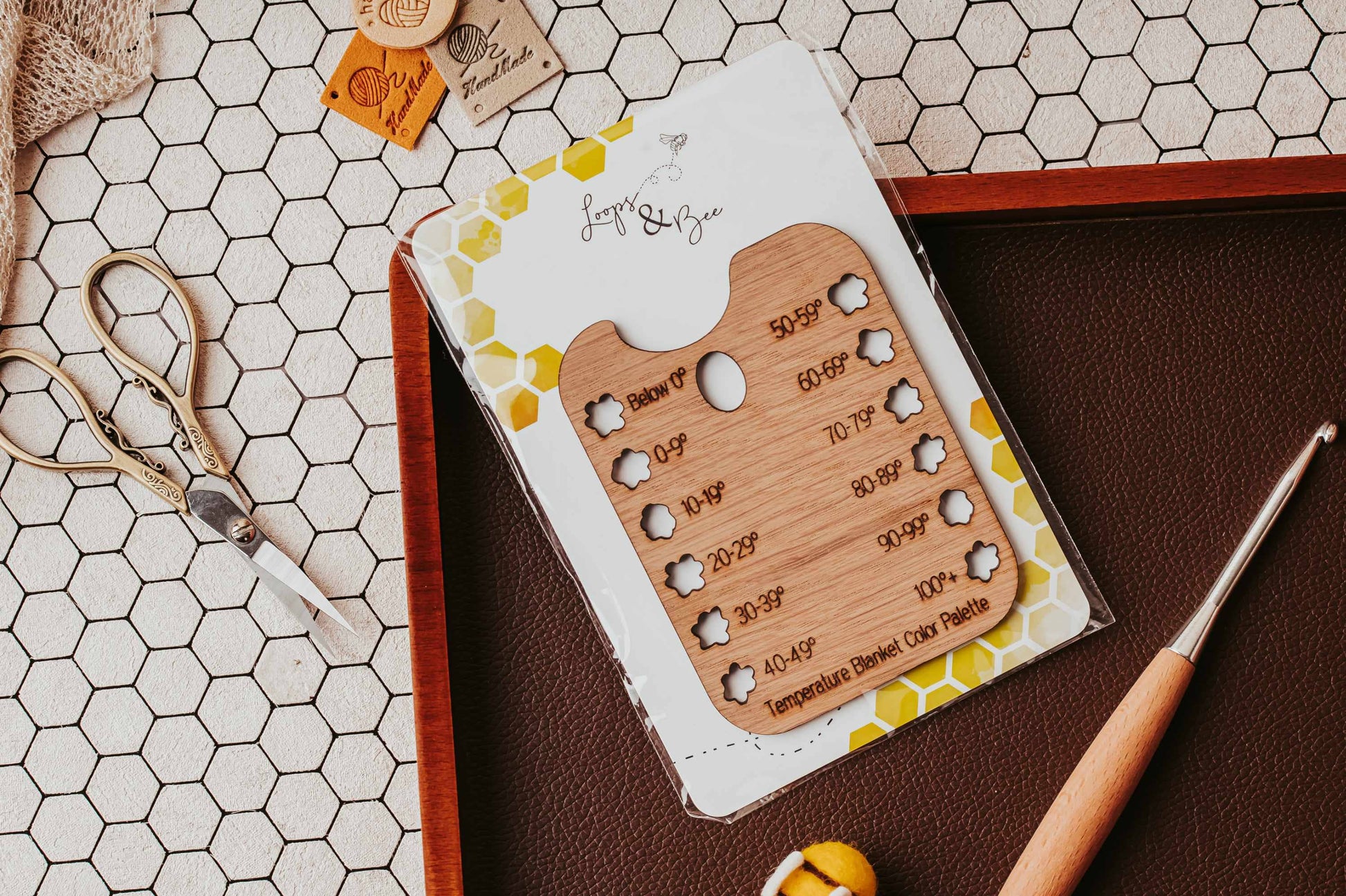 Loops & Bee White Oak (light wood) Temperature Blanket Color 'Palette'