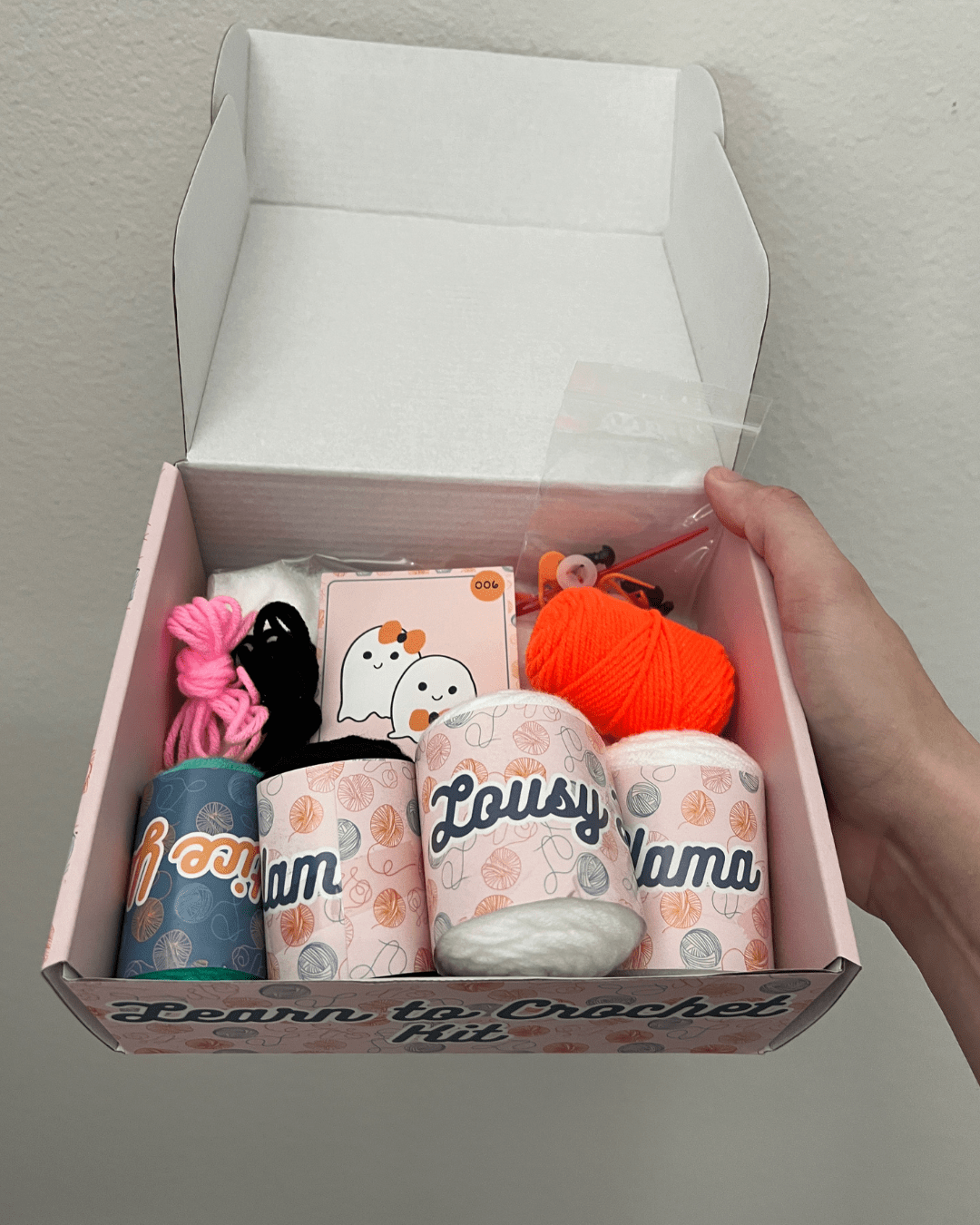 Lousy Llama Creations Learn to Crochet Beginner Ghost Crochet Kit Craft Kits